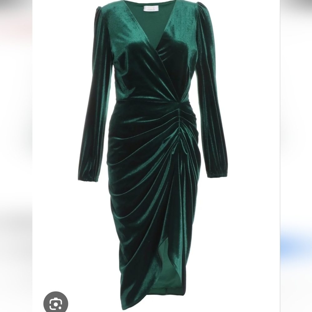 NWT Quiz Velvet Ruched Wrap Midi - Picture 1 of 5